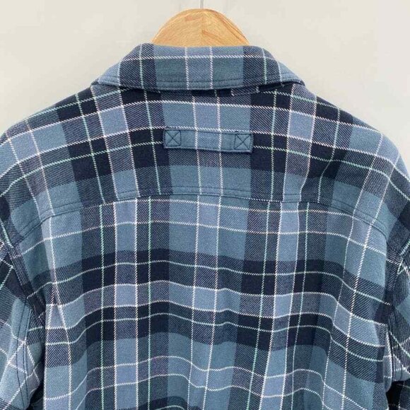 Duluth Trading Co Shacket Jacket Mens Large Blue White Plaid Cotton Snap Front - Picture 7 of 7